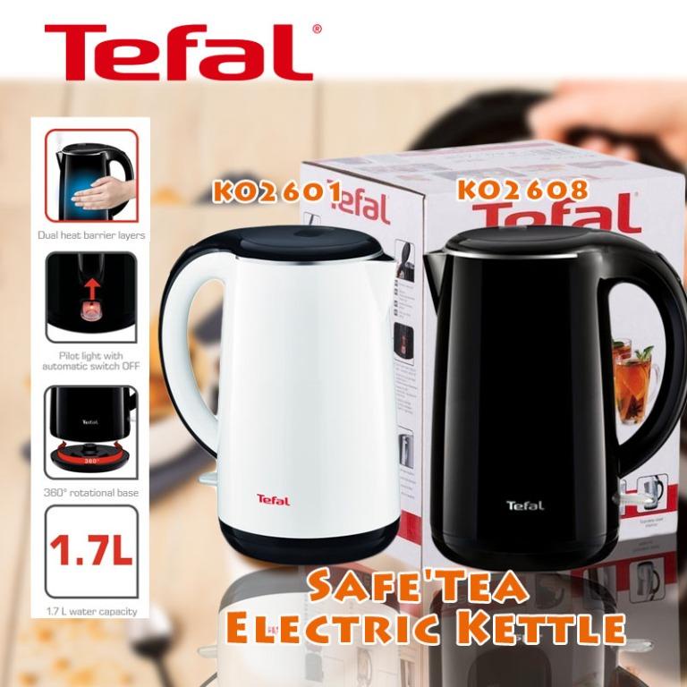 TEFAL SAFE TEA KETTLE 1.7LITER - KO2608 / KO2601- BLACK OR WHITE PEMANAS AIR
