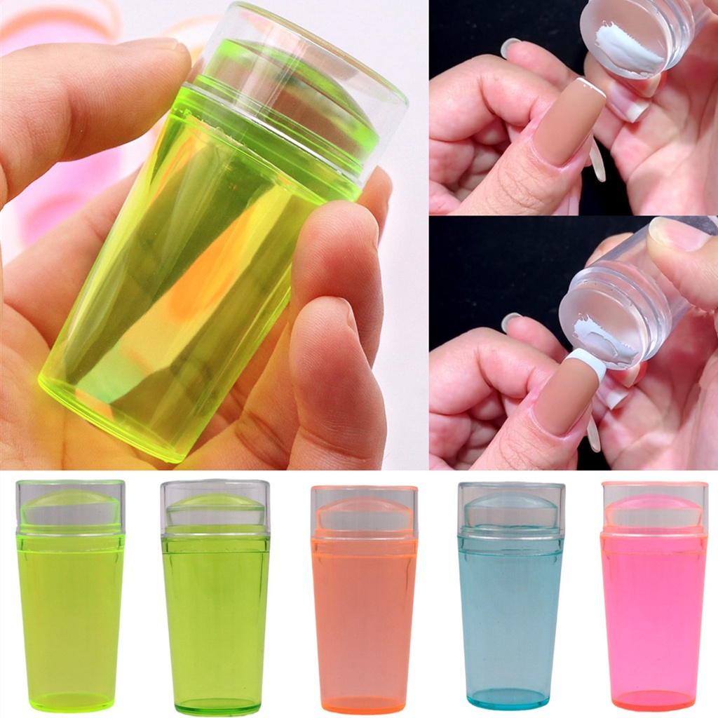 1 Pc Stamper Scraper Bahan Silikon Transparan Fluorescent Untuk Nail Art