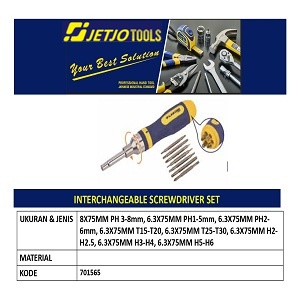 Obeng Set JETJO TOOLS 701565 / Interchangeable Screwdriver Set LAKONI PRO