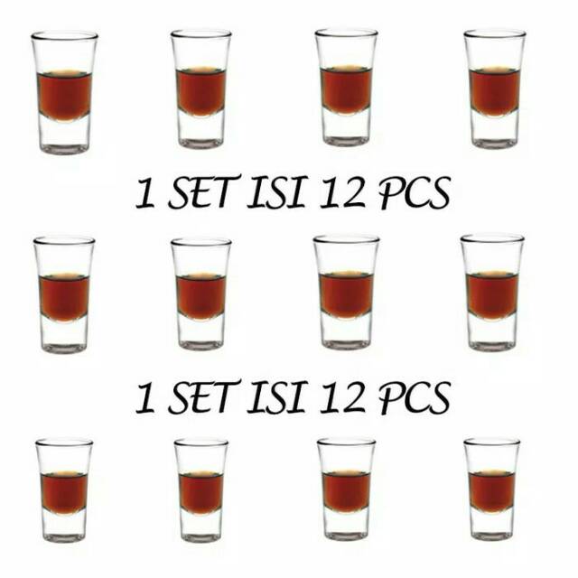 1 Set Isi 12 Pcs Gelas Kaca Sloki Mini - 3 Cl