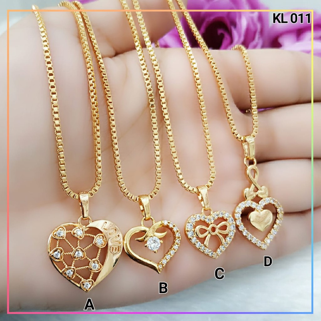 Kalung xuping kalung dewasa tambang love permata biru zirqon perhiasan lapis emas gold KL 011