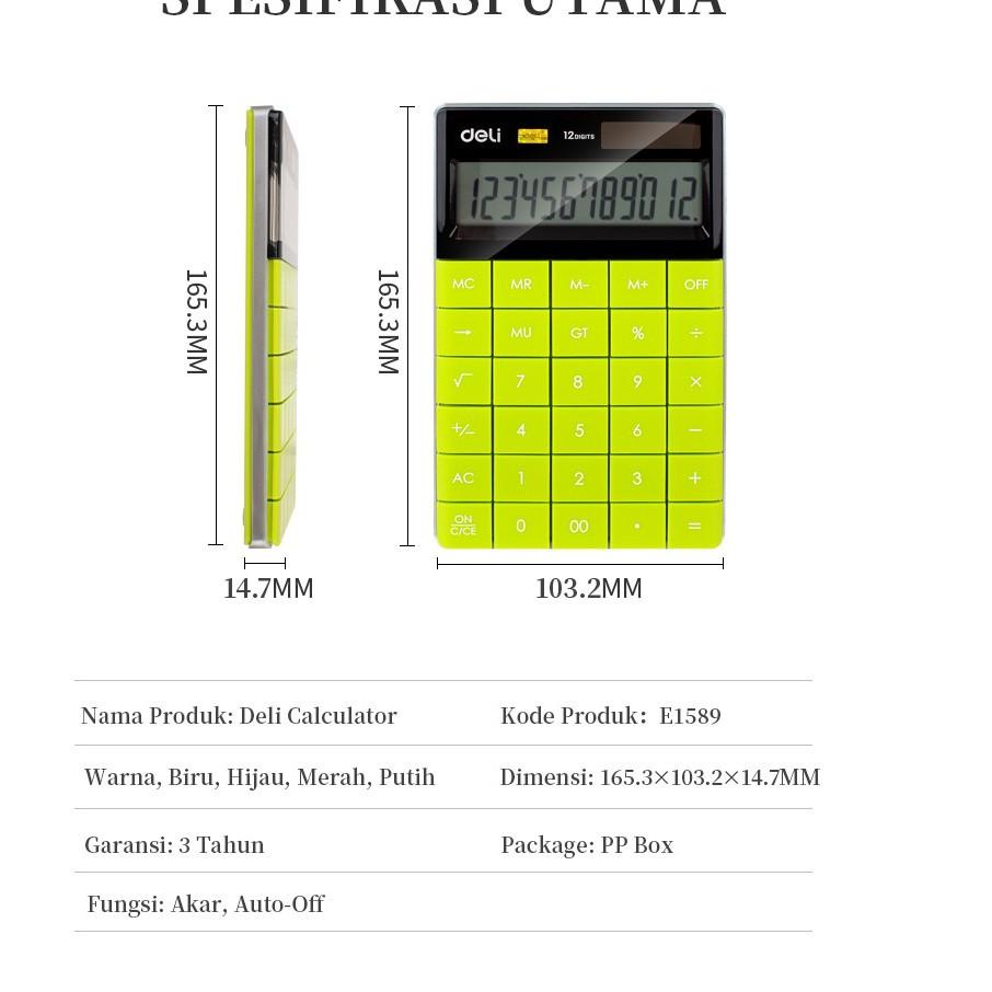 

Terjangkau Deli E1589 Calculator DeskKalkulator Stylish Office 1589 Kantor 爽