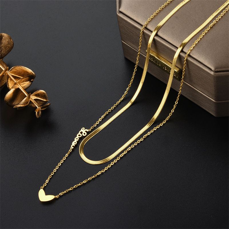 Kalung dua layer love titanium anti karat korean style model terbaru - ercassia