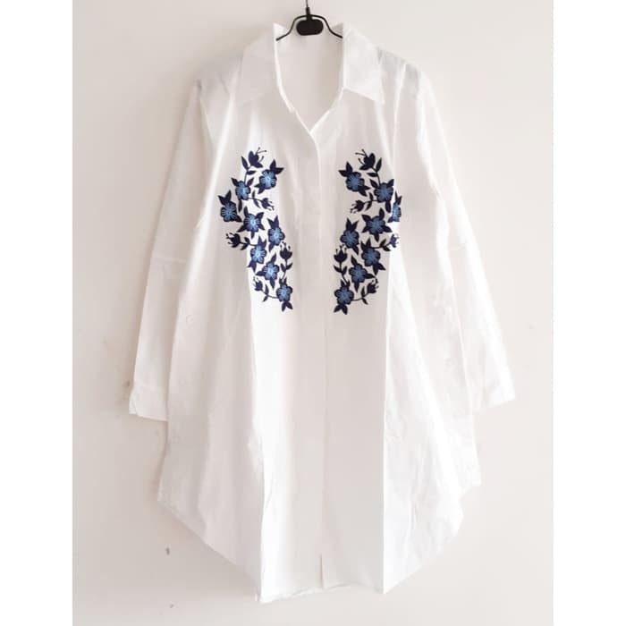 Promo Atasan Pakaian Wanita Remaja Tunik Muslim Cikka Tunik Red  RK118  Bordir Putih Xl