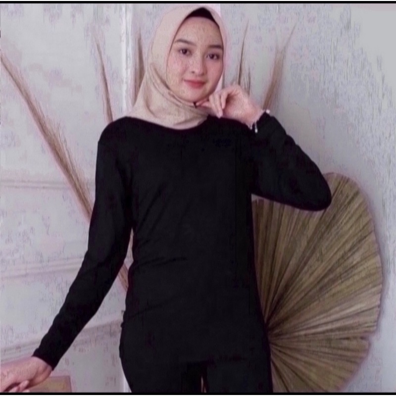 (RPA) ONE SET FURRY BLOUSE ATASAN KEMEJA WANITA RAYON-MANSET HITAM
