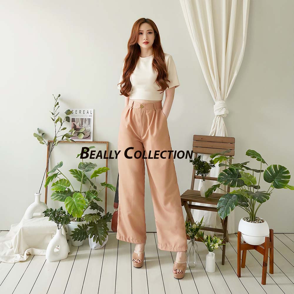 Celana Anti Kusut | Loose Pants Trousers Wanita | Yora Pants Kulot | Celana Kulot Wanita | Celana Kantor Formal | Bella Loose Pants | Celana Highwaist Kulot Wanita