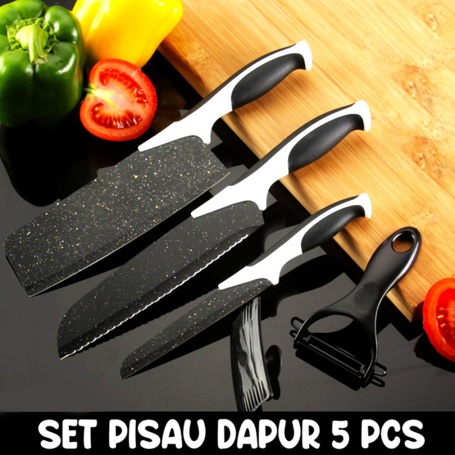 BELLA - PISAU DAPUR KNIFE SET KERAMIK BLACK 5IN1