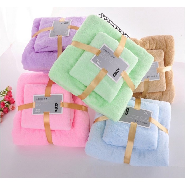 Handuk Sultan Set 2in1 Badan Dan Wajah Lembut Handuk Mandi Cotton