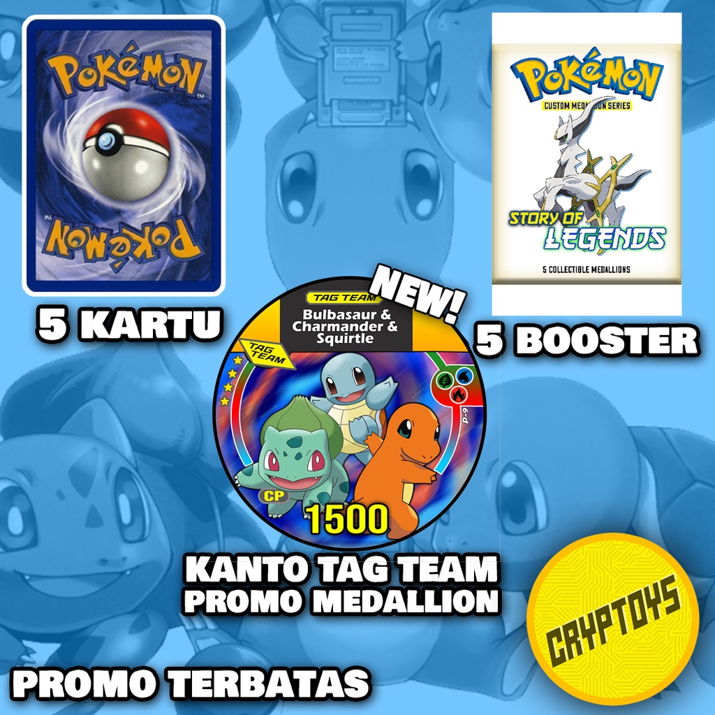Bulbasaur Charmander Squirtle kanto tag team Promo Set SERIES 2 Medallion custom Kartu pokemon TCG I
