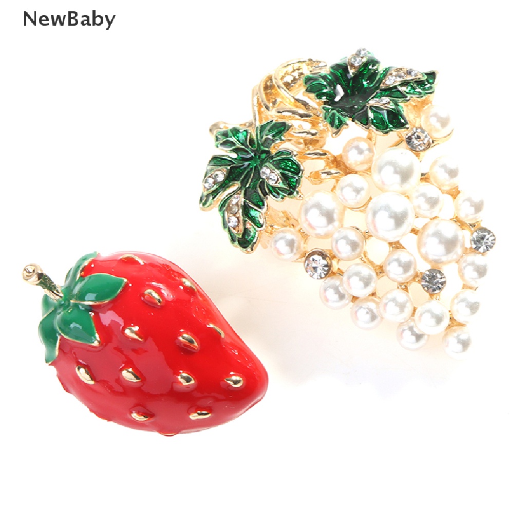 Newbaby 1PC Bros Pin Alloy Desain Buah Hias Mutiara Untuk Wanita