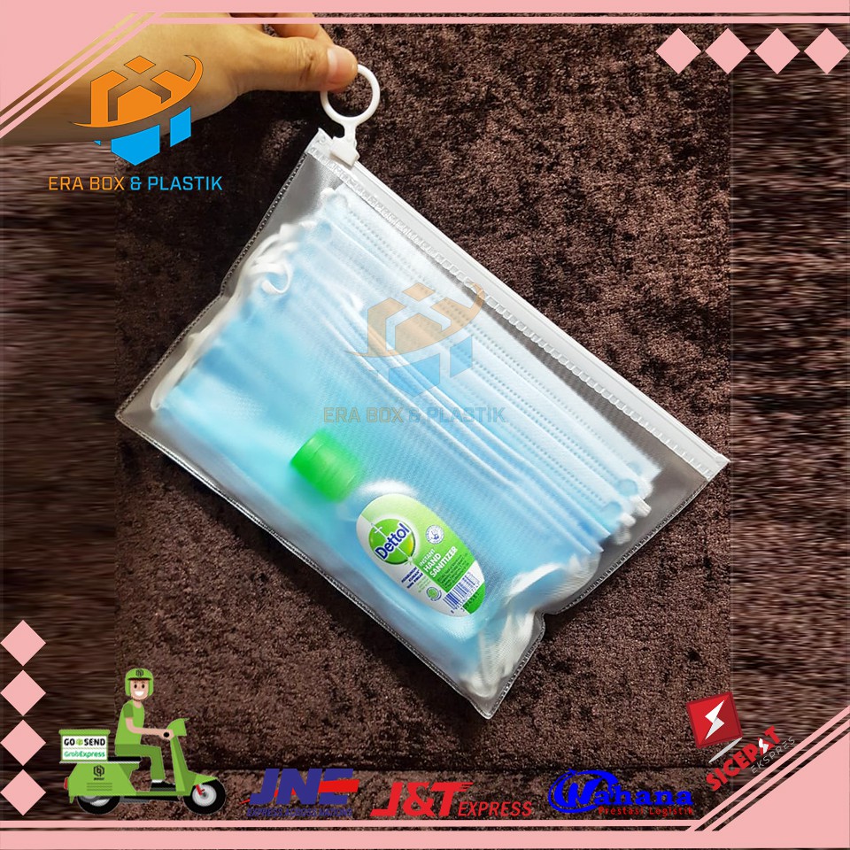 Plastik Mika Zipper Gagang | Dompet Masker | Mika Kosmetik