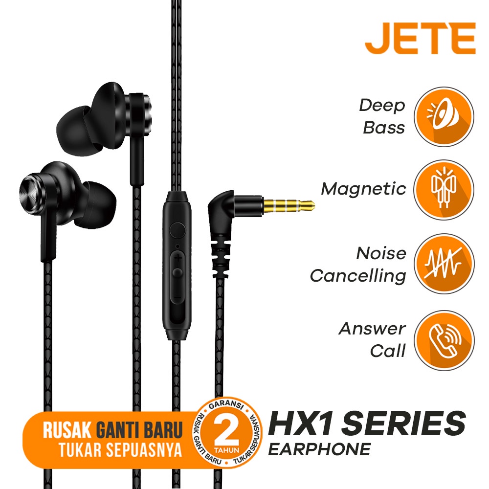 Headset Earphone  JETE HX1 - Garansi 2 Tahun Rusak Tukar Baru