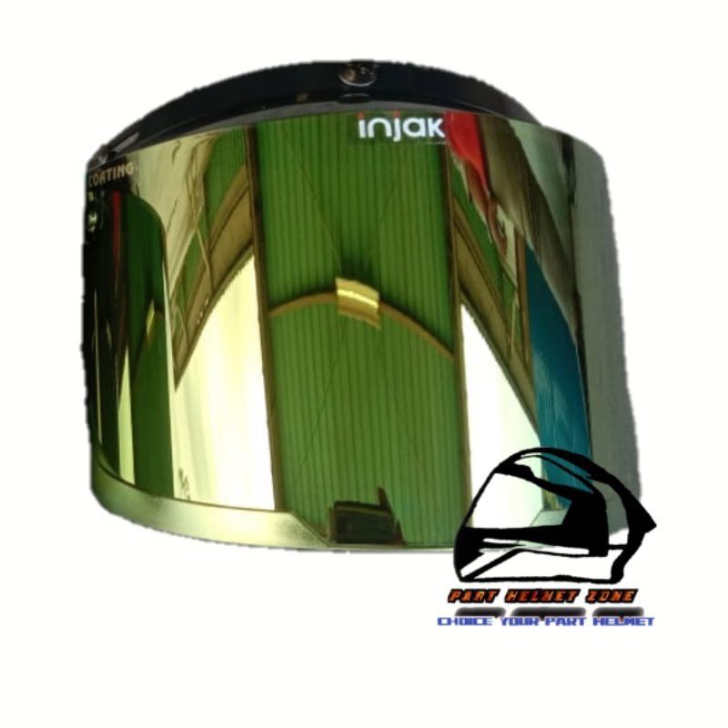 kaca Visor Bogo Retro datar iridium gold -blue