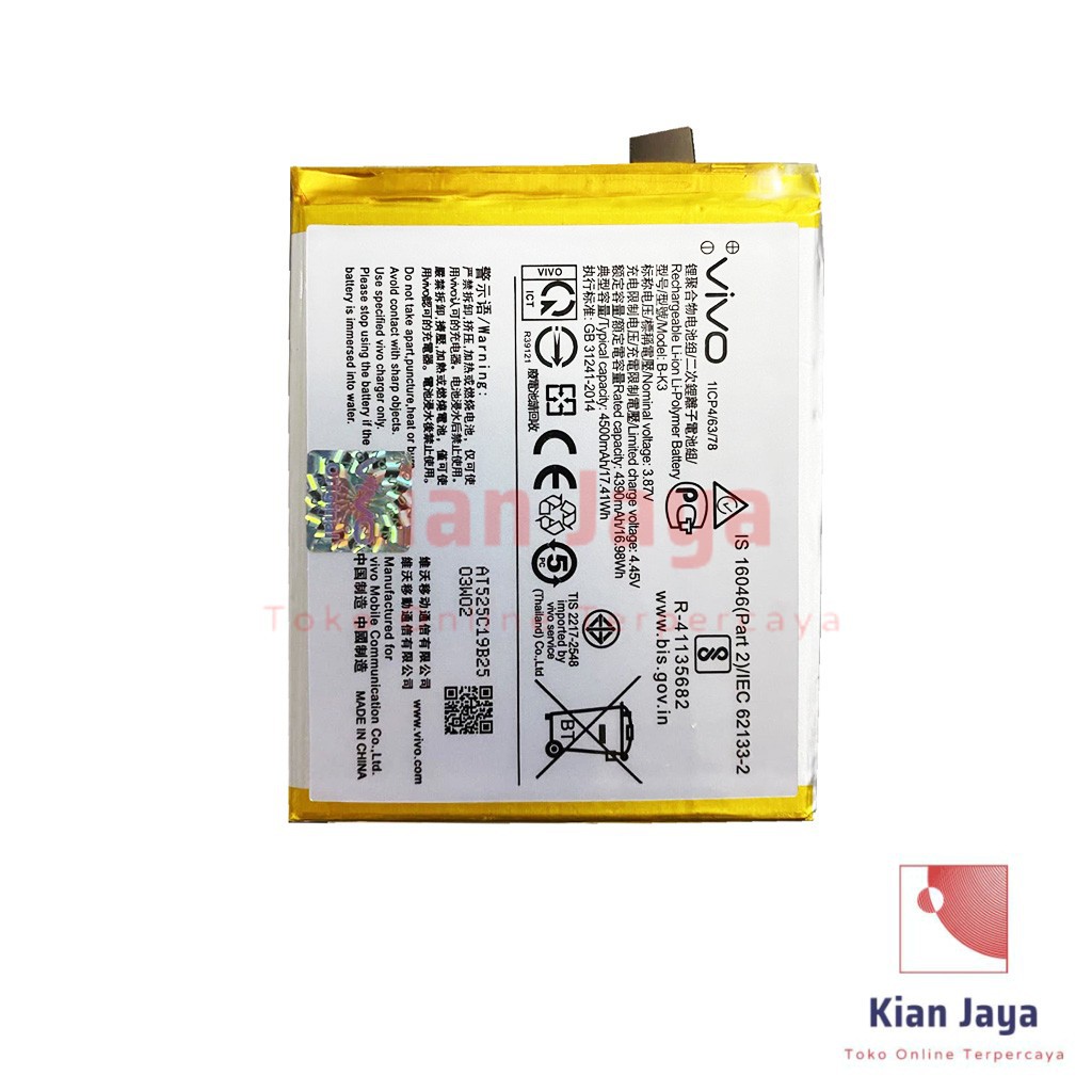 Baterai Vivo S1 / B-K3 Original OEM Batre Batrai Battery Hp BK3 Ori