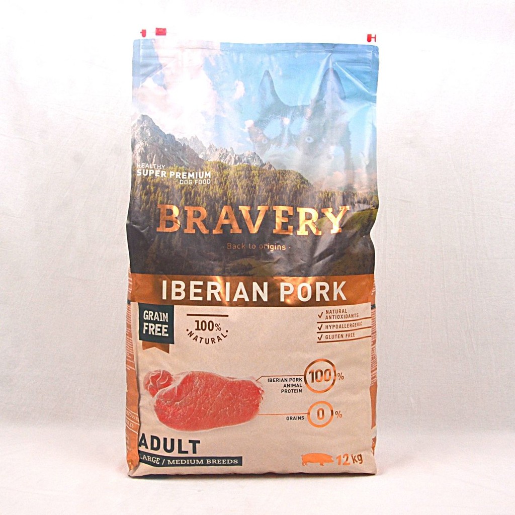 BRAVERY Makanan Anjing Medium Adult Dog IBERIAN PORK 12kg