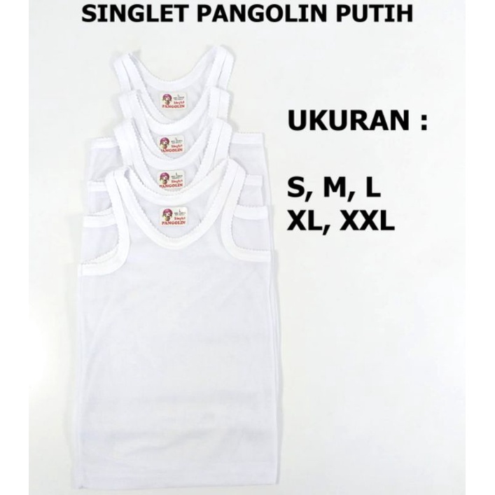 Singlet Pangolin 12Pcs Putih /Tanktop Anak Lusinan