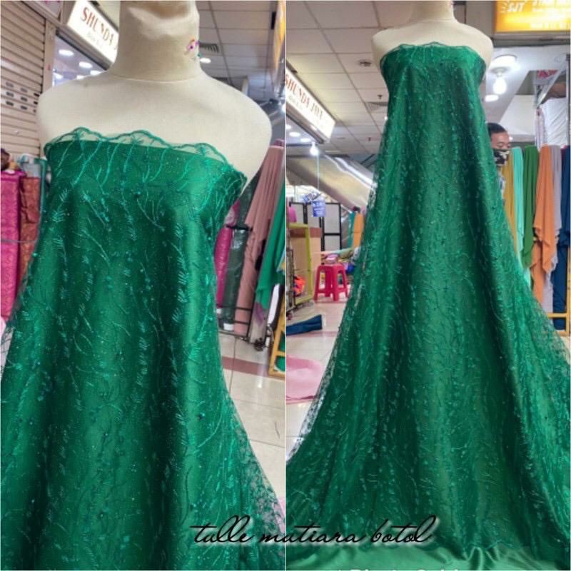 NEW!! Kain bahan Tulle akar padi embordir / bahan kebaya brokat Tulle padi.