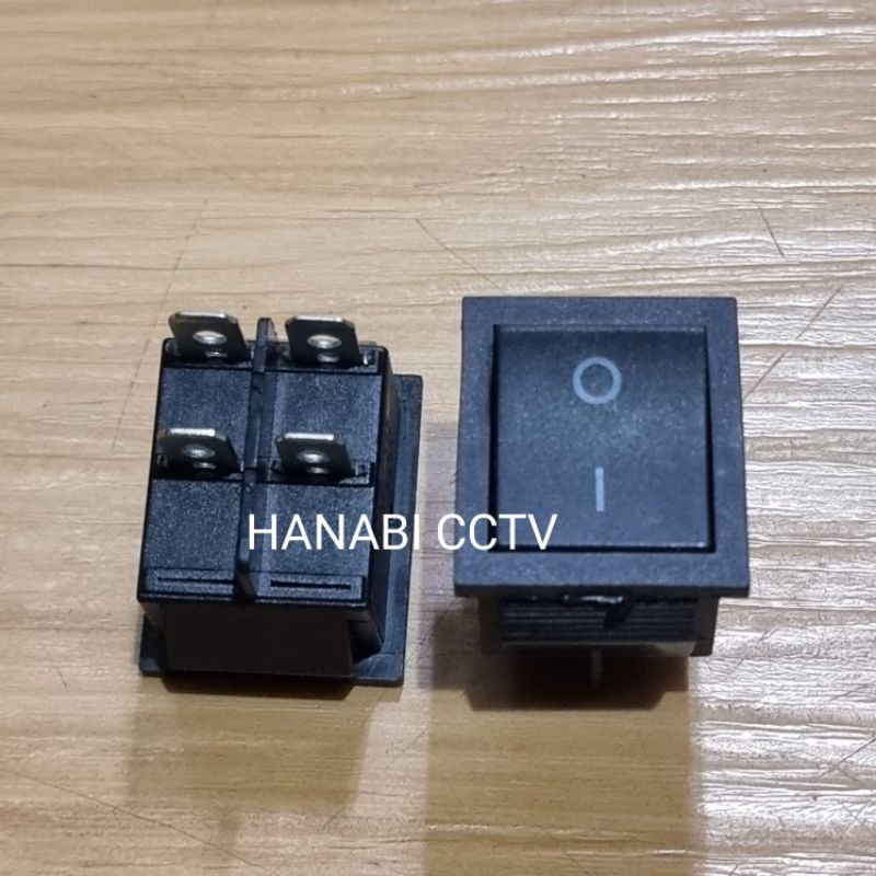 Rocker Switch On Off Dispenser Hitam Besar 4P 4 Pin Saklar 4Pin