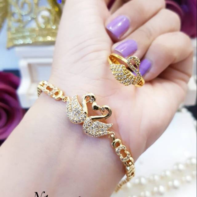 Xuping gelang dan cincin lapis emas 24k 2503j