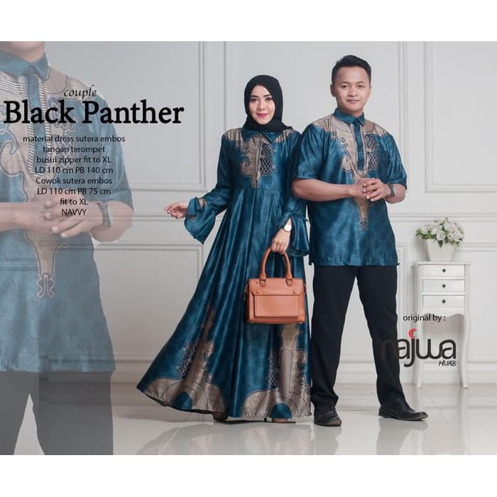 Gamis + Kemeja Black Panther Couple Ori Najwa Longdress Maxi