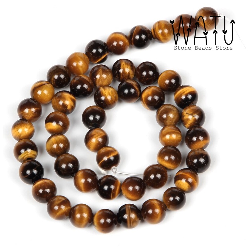 Batu Alam Tiger Eye Brown Natural Round Beads