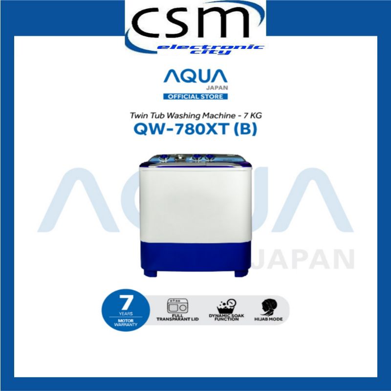 MESIN CUCI AQUA JAPAN QW780XT 7KG 2 TABUNG 780XT 7 KG 780 HIJAB SERIES