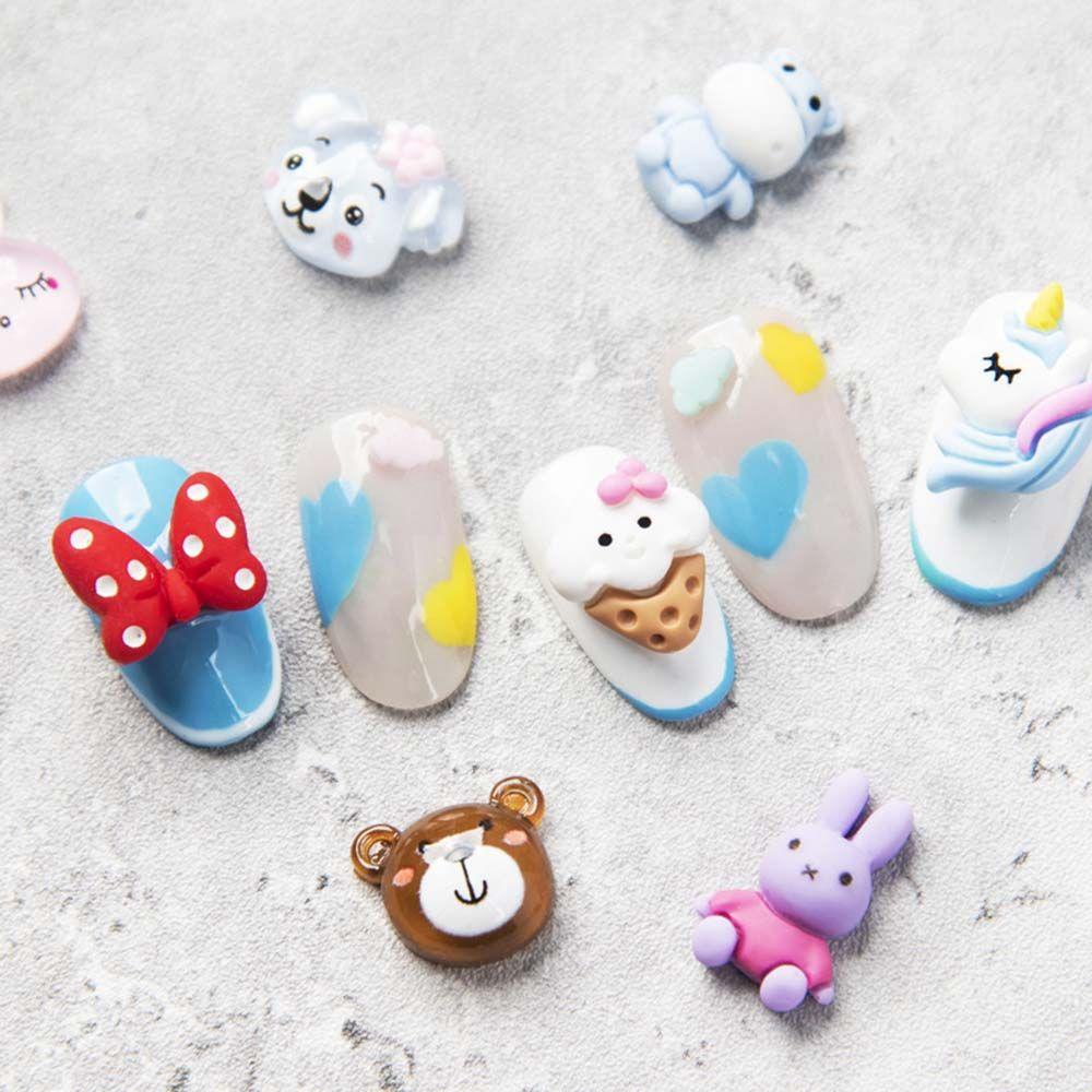 AUGUSTINA Augustina Dekorasi Nail Art 3D Jepang Frosted Little Bear Unicorn Rabbit DIY Nail Art