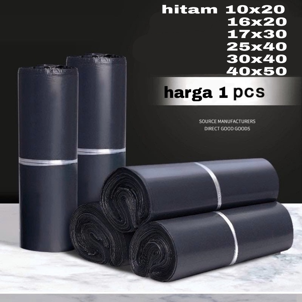 PLASTIK PEKING POLYMAILER HITAM 10x20 s/d 40x50 PREMIUM TEBAL WARNA LENGKAP LEM Kantong Amplop Packing Online Shop