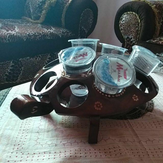 Tempat Aqua Gelas Bentuk Kura-kura Teratai Dll Kayu Jati | Kado Nikah| Hiasan Rumah Unik