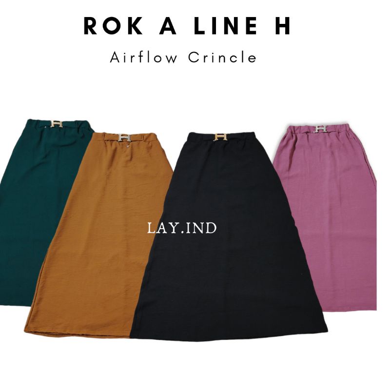 Rok Crincle A line // Rok A line pinggang H // Rok murah