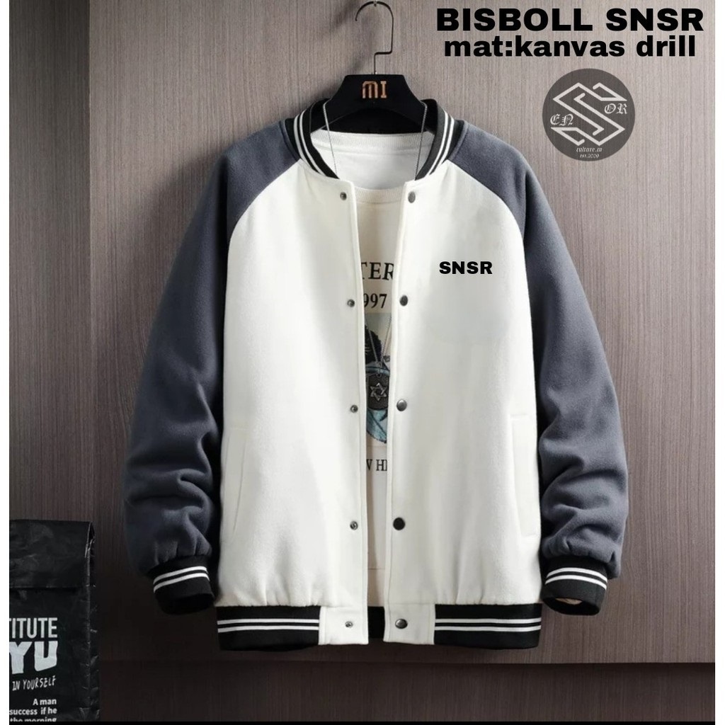 Jaket Baseball Varsity Reglan Kanvas Drill Jaket Bomber Kombinasi Polos Premium