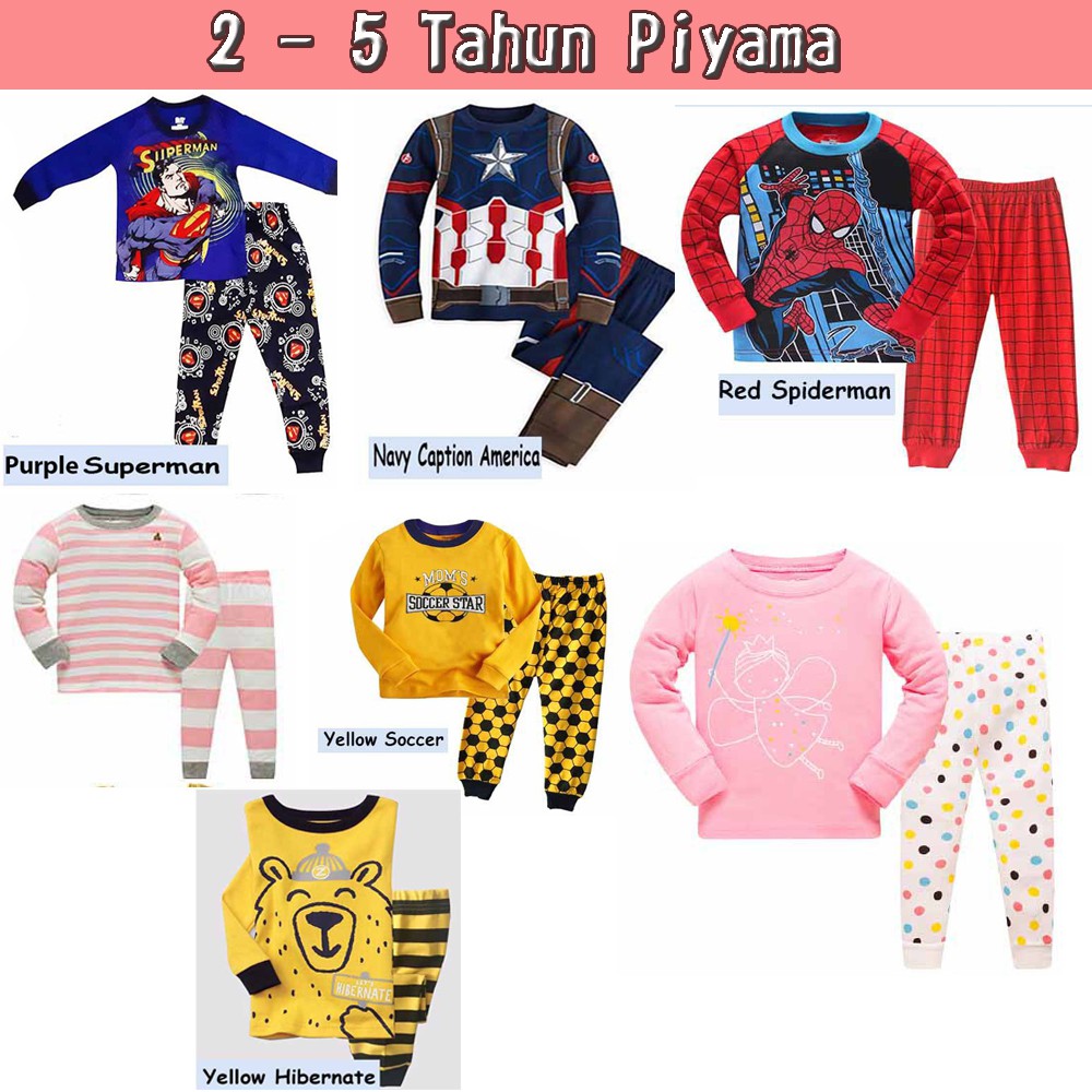 2 - 5 TAHUN - GIRL &amp; BOY PIYAMA KARAKTER &amp; GW Lengan Panjang Setelan Celana Kaos piyama anak cewek