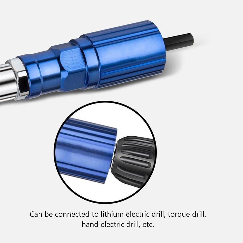 Populer Rivet Gun Adapter Tahan Lama Power Drills Aksesoris Mur Rivet Untuk Menarik Alat Rivet