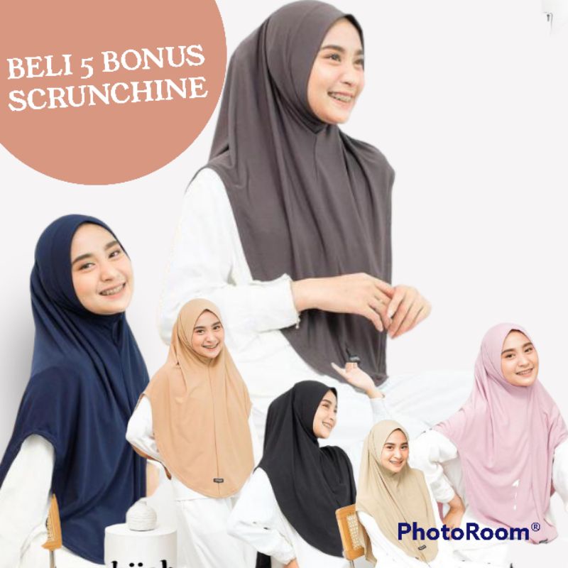 Jilbab Instan Jersey Pet dan Tanpa Pet M L XL Hijab Bergo Jersey non pet Yeppushop Kerudung Jersey K