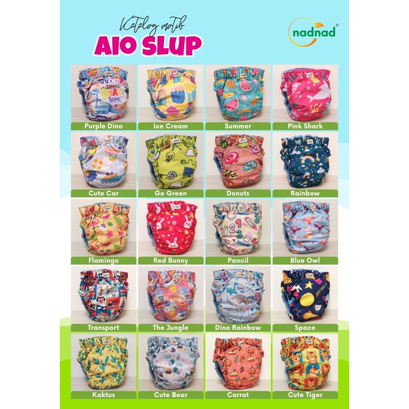 Popok Clodi Bayi Cuci Ulang By Nadnad Model AIO Slup All in One BB 7-17 Kg