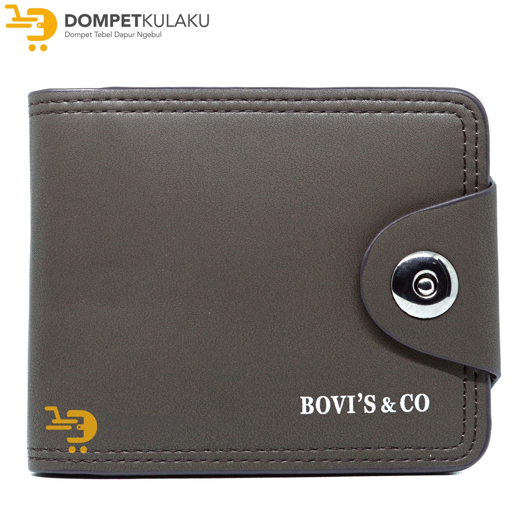 Dompet Fashio Pria Kulit Sintetis Model Bovis & Co PU-premium 3D Kancing Dompet Murah - AbuAbu