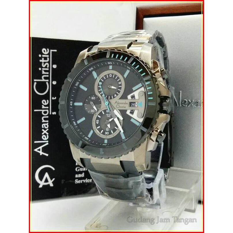 JAM TANGAN PRIA ALEXANDRE CHRISTIE AC 6455 BROWN BLACK ORIGINAL