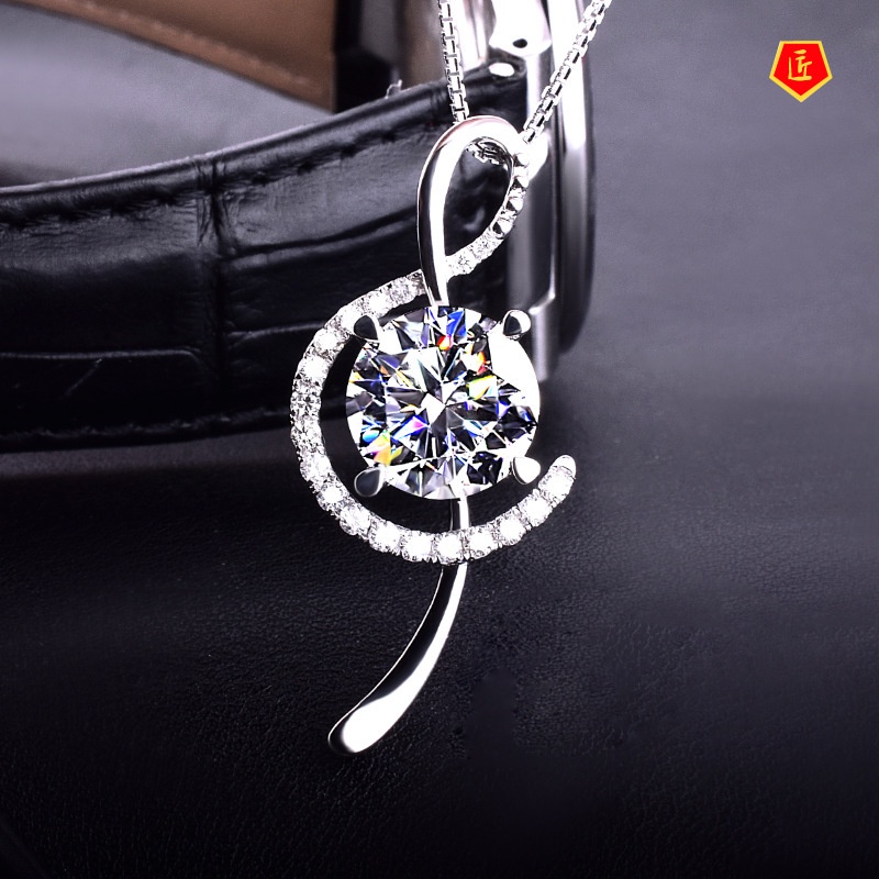 [Ready Stock]Creative Sweet Elegant Musical Note Pendant Carat Diamond Necklace for Women