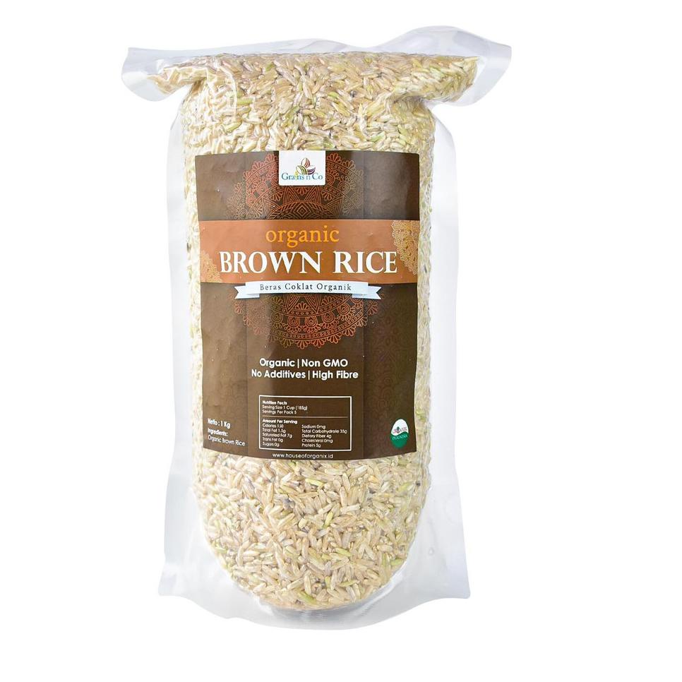 

9.9 BIG SALE FASION Grains N Co Organic Brown Rice ( Beras Coklat Organik ) 1 Kg !!