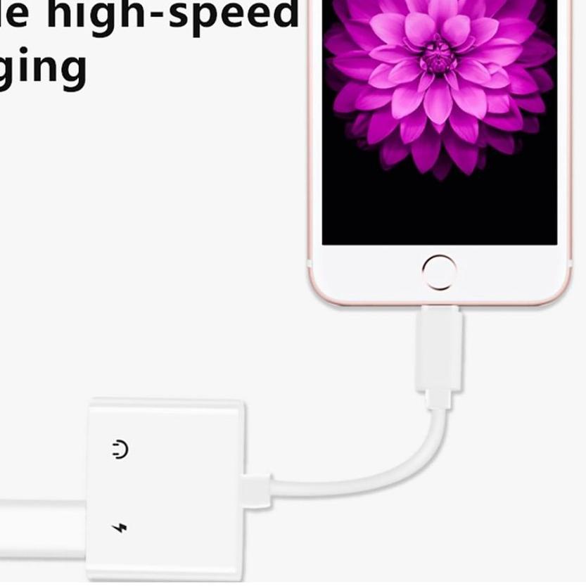 ☆ Adapter Converter 2 in 1 Audio Headset Untuk Apple Iphone 7 8 Plus Xr Xs Max Ke Jack 3.5mm ☑
