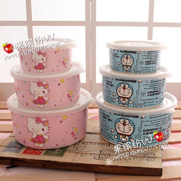 04774 mangkuk hellokitty mangkok doraemon keramik plus tutup set