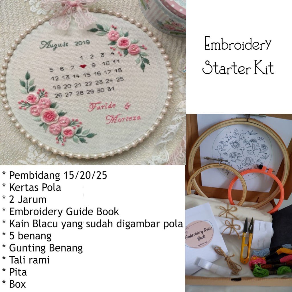 DIY Embroidery Kit Package Flower Name Custom Seri C/Paket Sulam Untuk Pemula/Hadiah/Decor