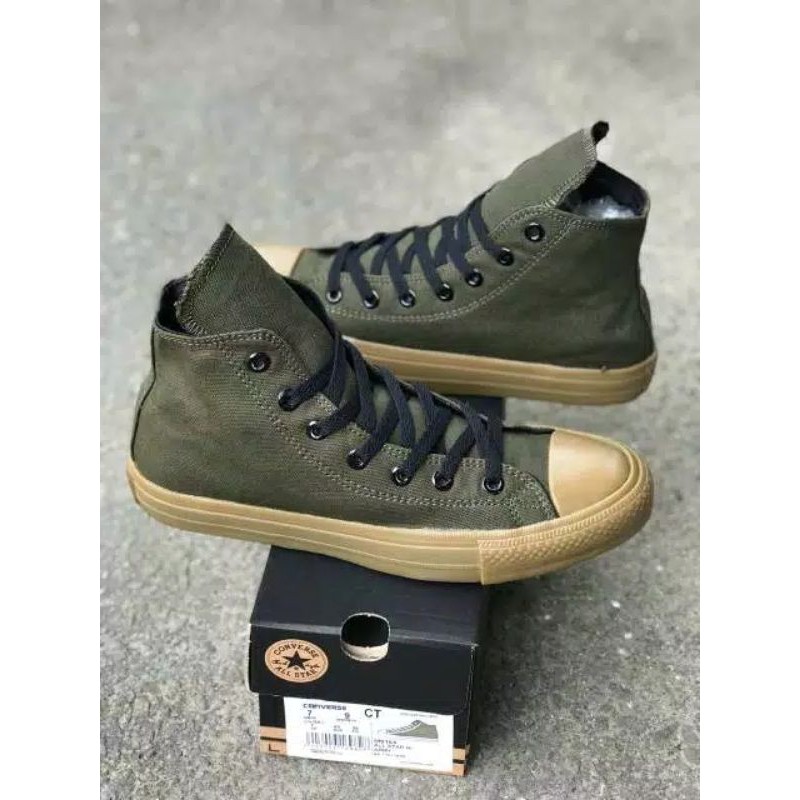SEPATU CONVERSEE ARMY/GREY BLACK/GUM HIGH IMPORT