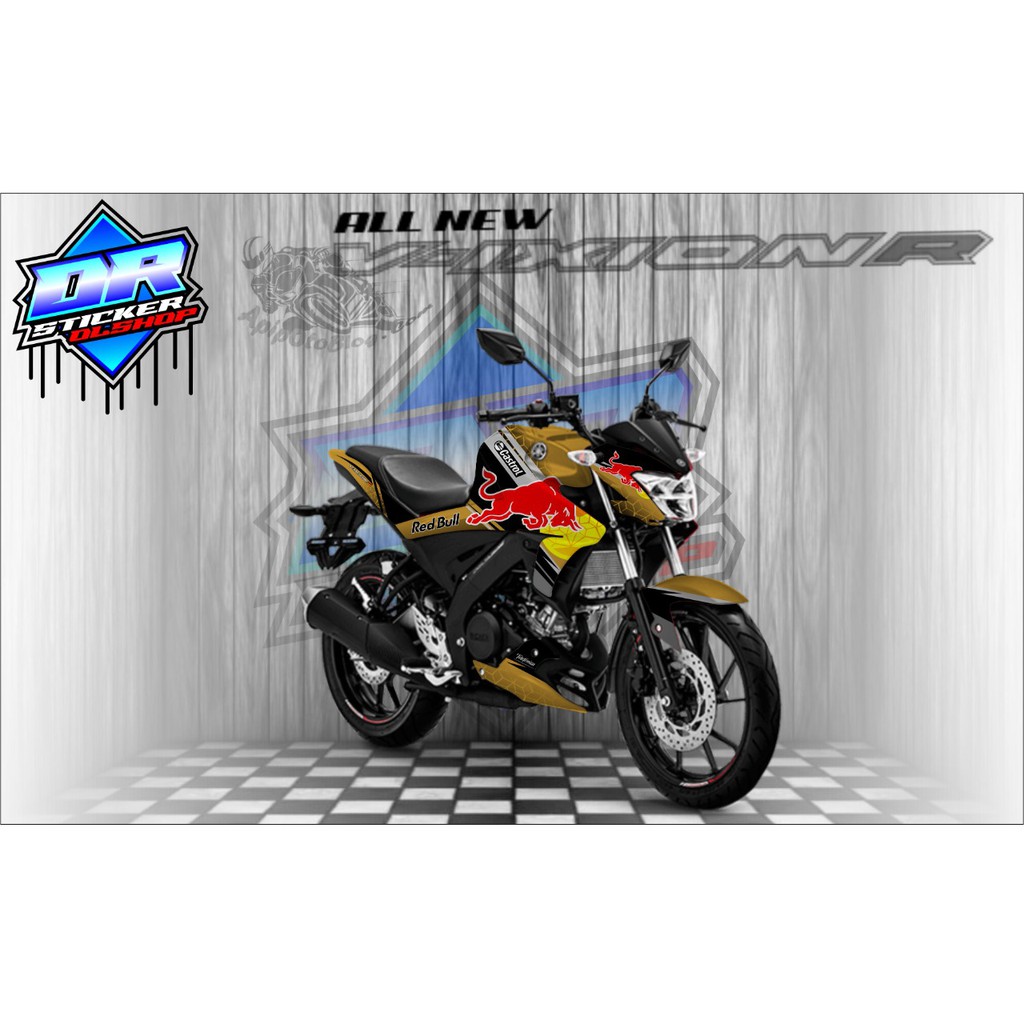 sticker striping yamaha vixion coklat Motif Redbull