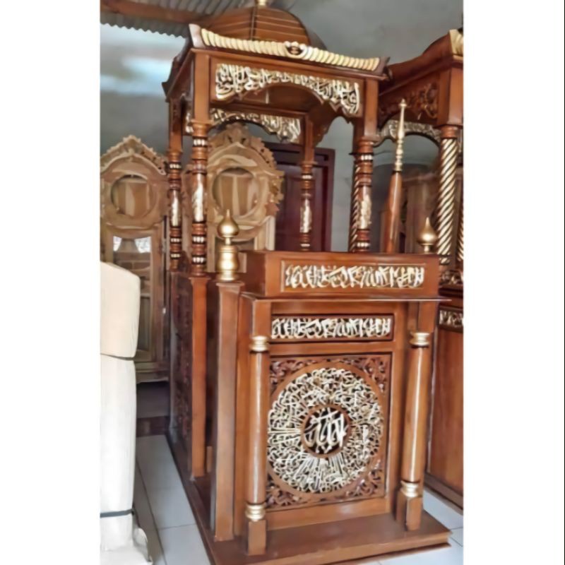Promo Merdeka Mimbar Masjid Kubah Kaligrafi Pintu Samping Kayu Jati Tiang 8cm Tongkat Khotib Shopee Indonesia