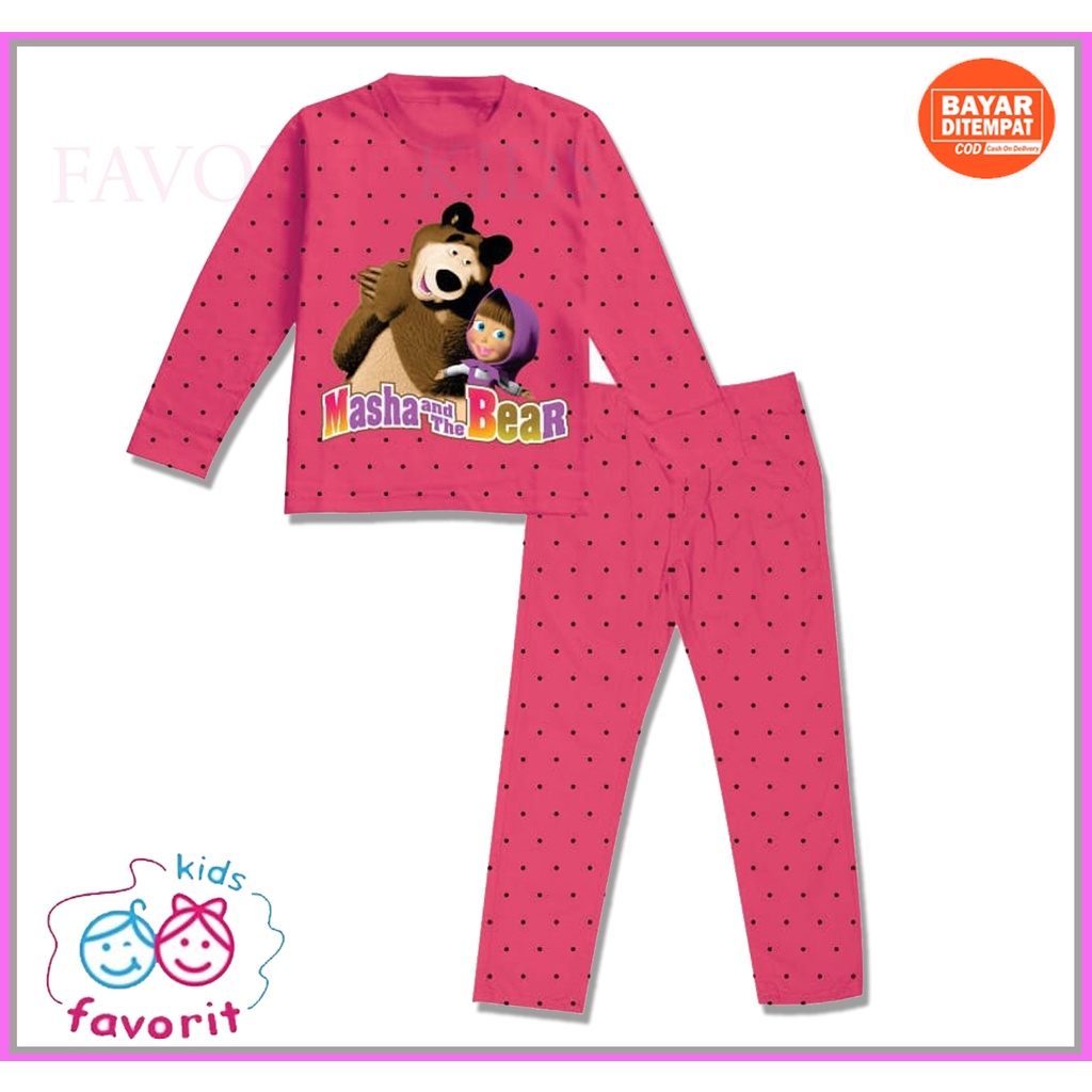 Favorit kids Piyama Setelan anak perempuan lengan panjang celana panjang motif Beruang