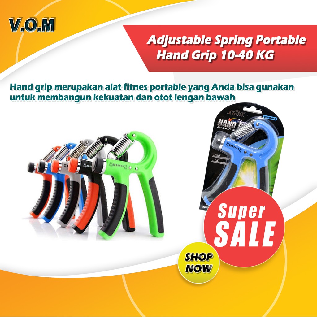 VOM Adjustable Spring Portable Hand Grip 10-40 KG / Pelatih Otot Lengan - 0099