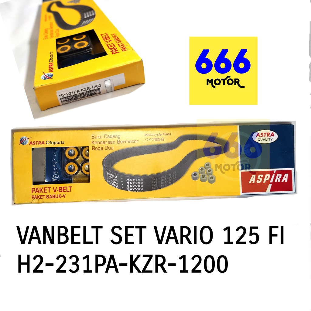 VAN BELT VBELT VANBELT SET VARIO 125 FI PLUS ROLLER ASPIRA (ASLI) (H2-231PA-KZR-1200)