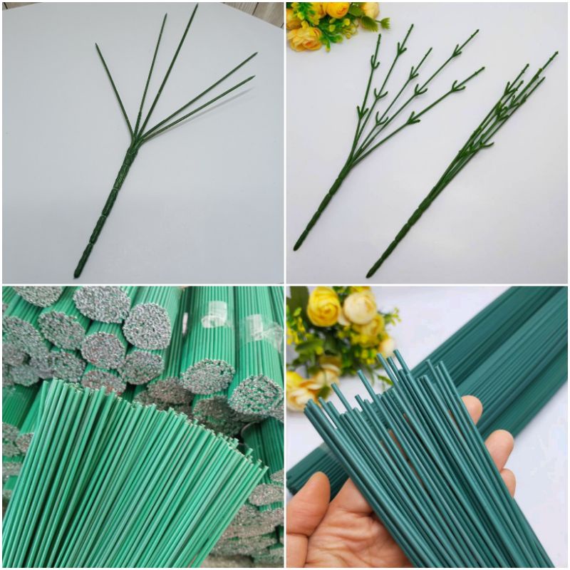 Kawat Tangkai 7 Cabang Kawat Batang Cabang 5 Kawat Tangkai Bunga Plastik 7 Cabang Kawat Batang Bunga