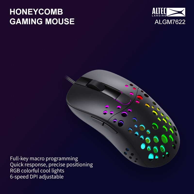 Mouse Gaming Altec Lansing ALGM-7622 Hitam RGB Backlight 8000 DPI